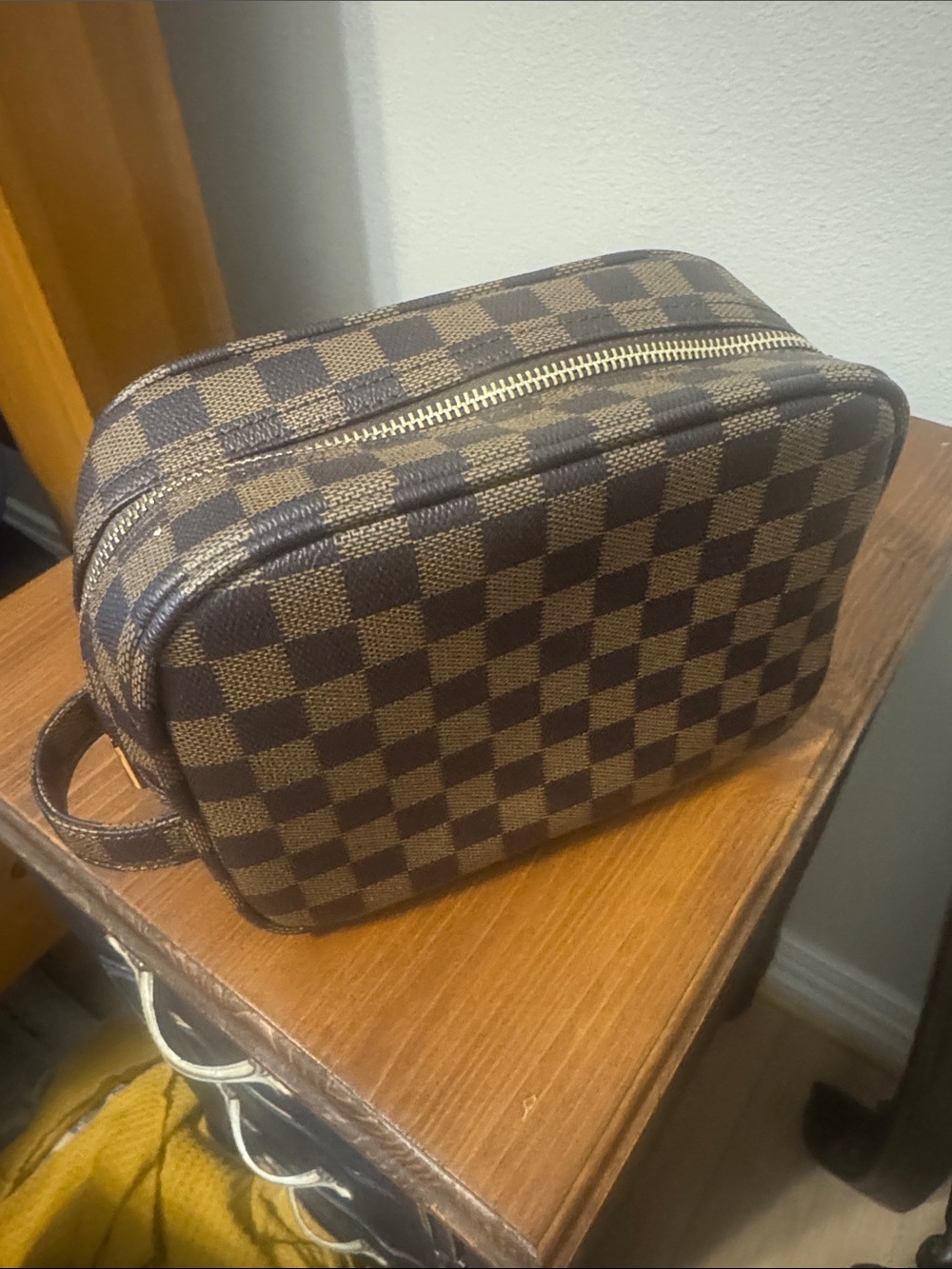 Brown Check Toiletry Bag